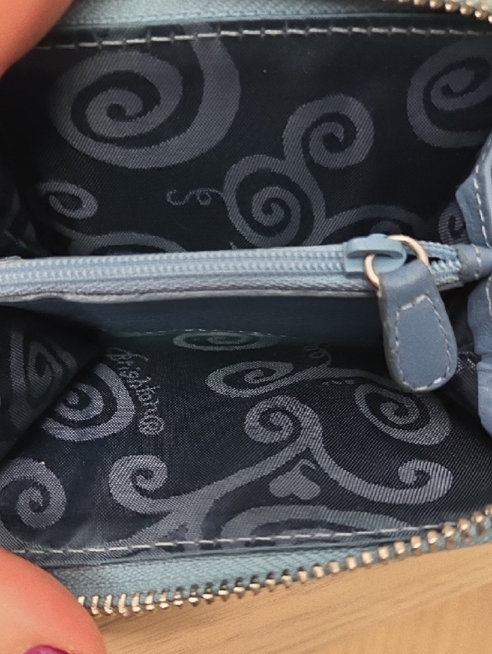 Rare VintageBrighton Barbados Double Flap Trifold Blue & White Leather Wallet - Picture 6 of 14
